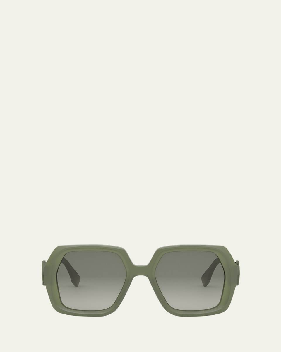 Fendi Diamond Green Acetate Square Sunglasses