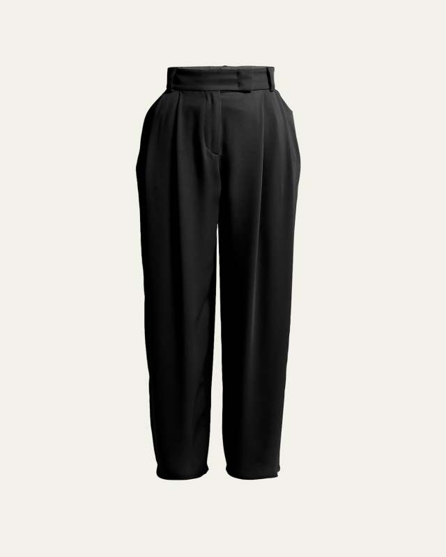 Pintuck Silk Georgette Trousers