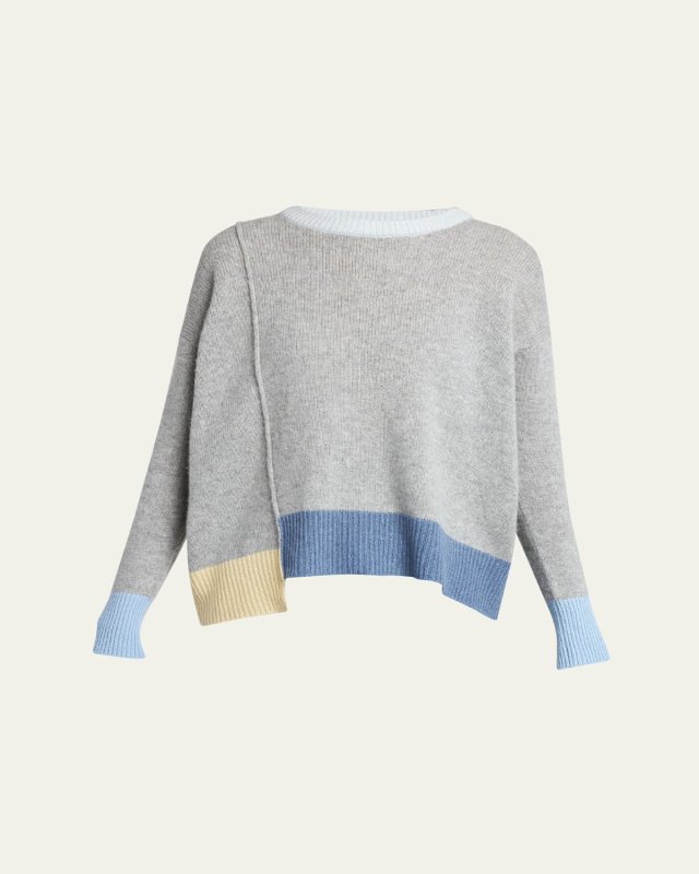 Patchwork Cashmere Crewneck Sweater
