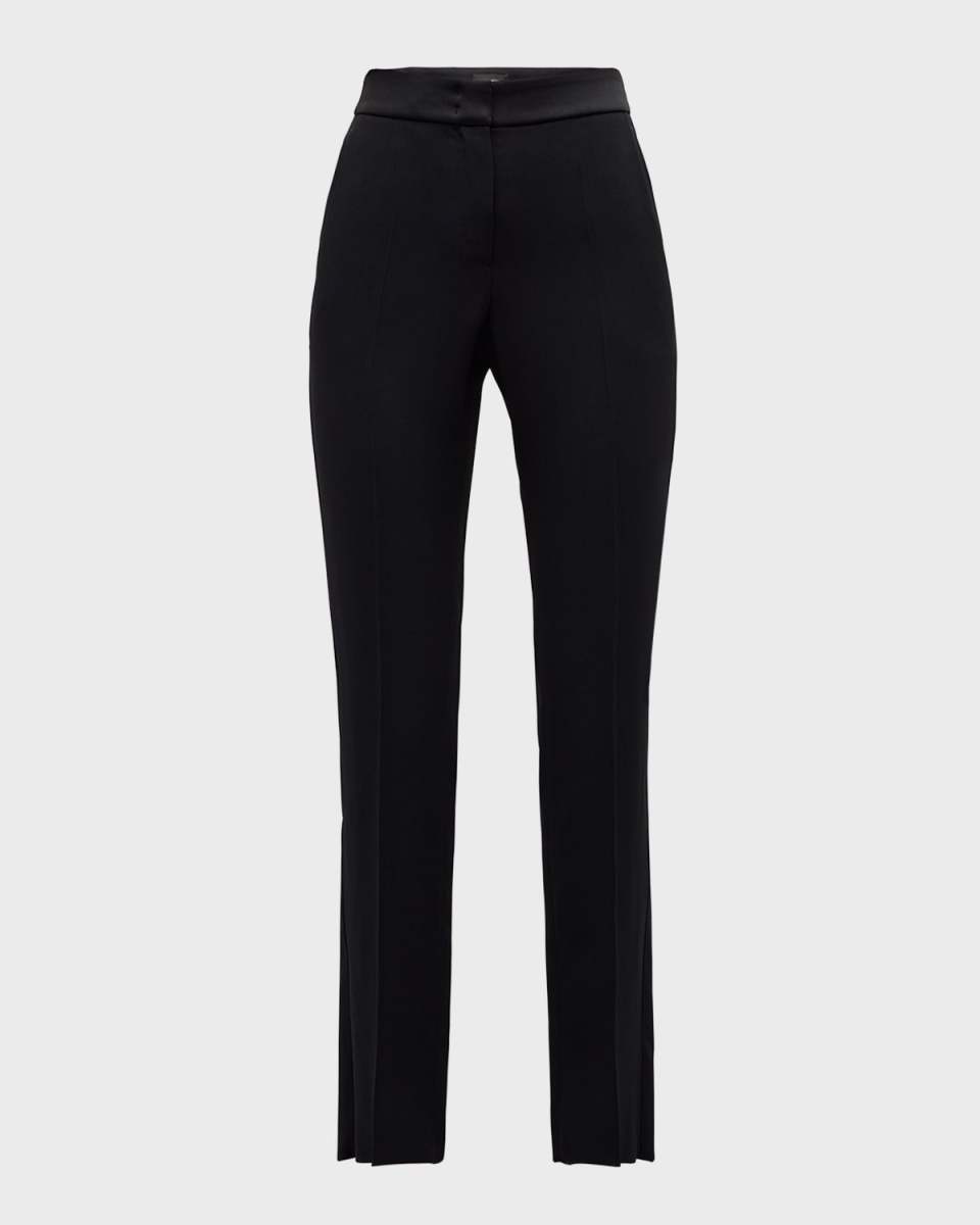 High-Rise Surplice Straight-Leg Satin Trousers