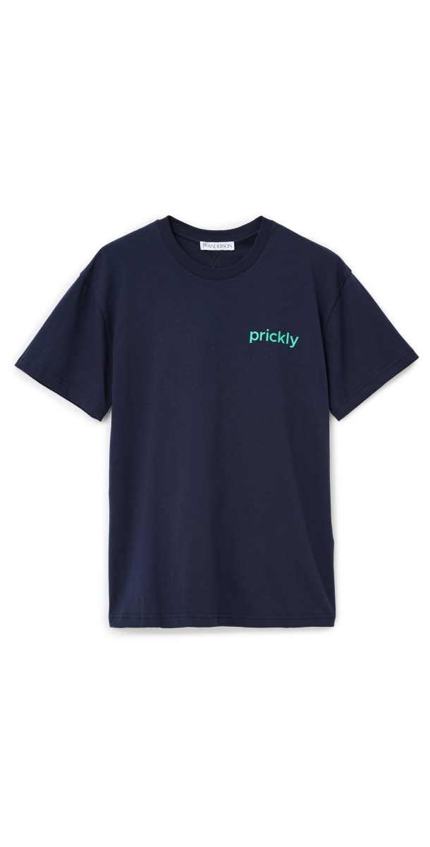 JW Anderson Unisex Prickly Back Print Tee Dark Navy