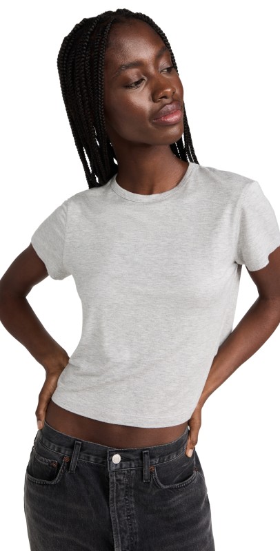 AGOLDE Adine Shrunken Tee Grey Heather