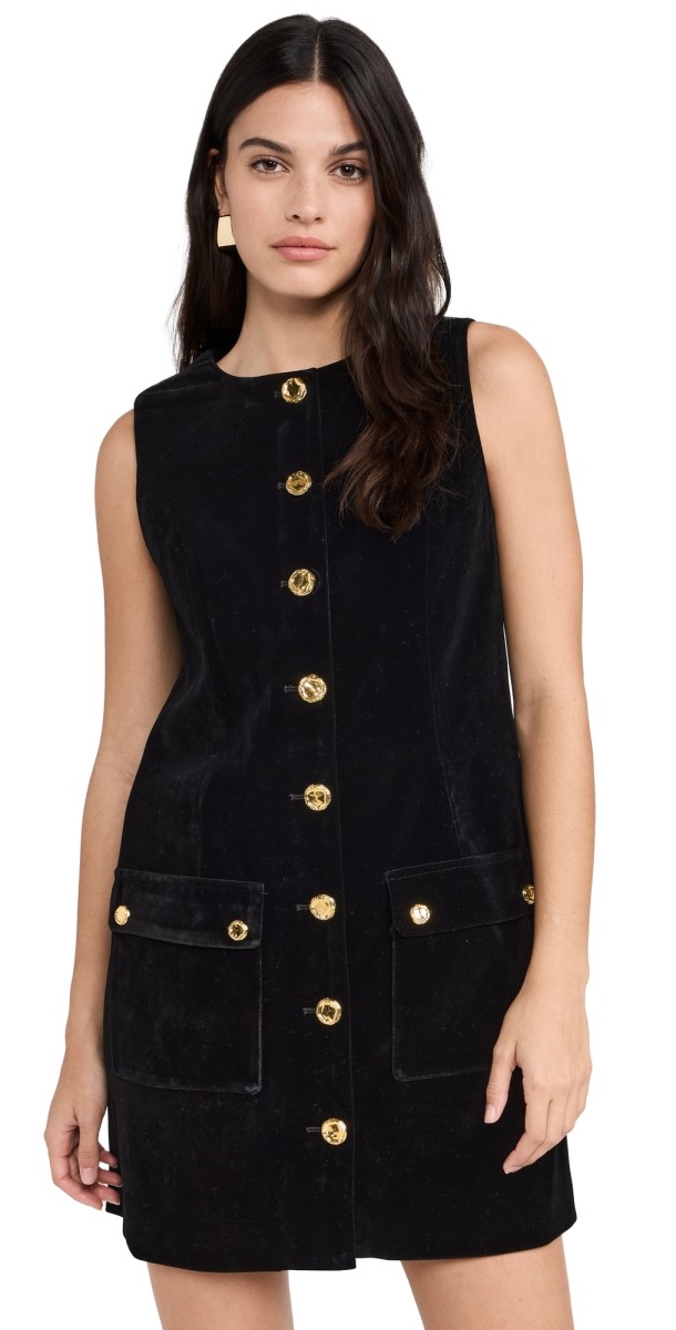 English Factory Velvet Mini Dress Black