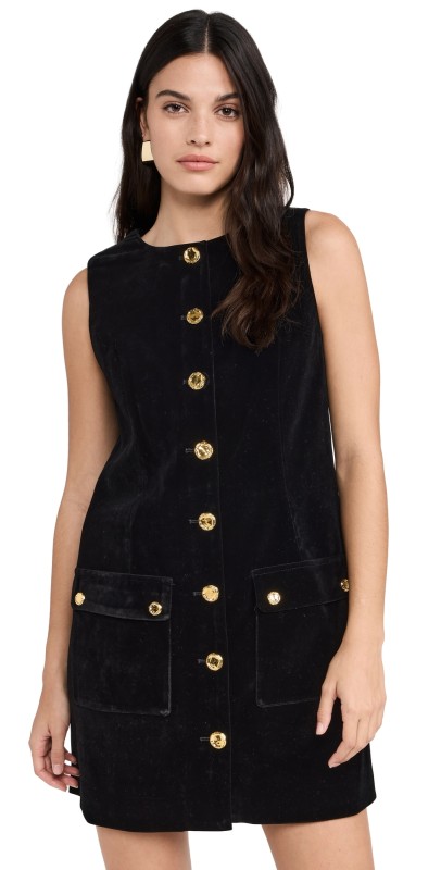 English Factory Velvet Mini Dress Black