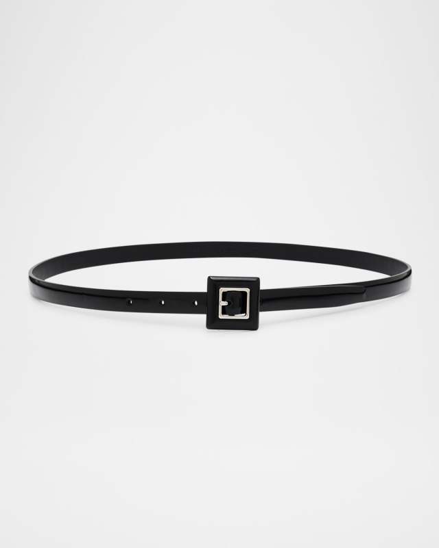 Square Buckle Thin Leather Belt