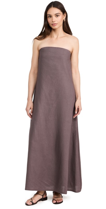 LNA Freja Linen Maxi Dress Slate
