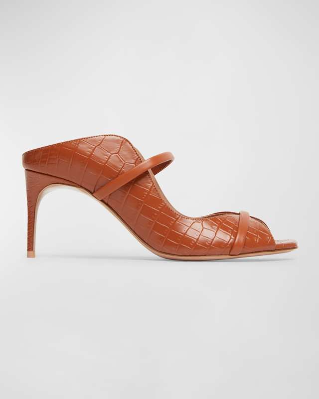 Noah Croco Two-Band Mule Sandals