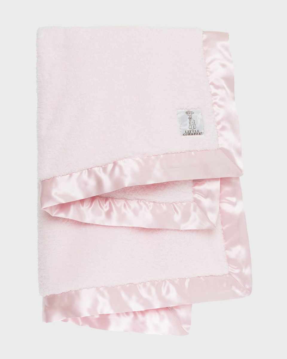 Chenille Solid Plush Baby Blanket w/ Satin Border