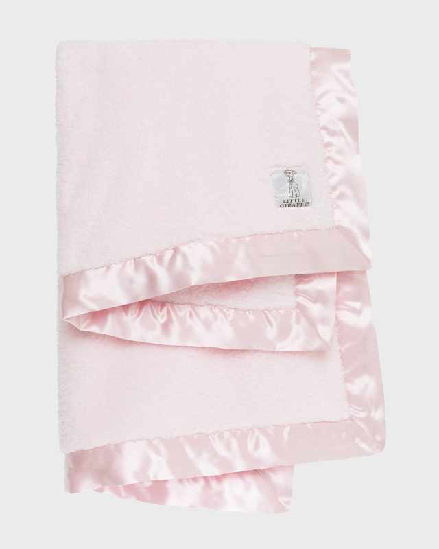 Chenille Solid Plush Baby Blanket w/ Satin Border