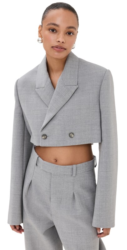 WARDROBE. NYC Crop Blazer Grey Marl