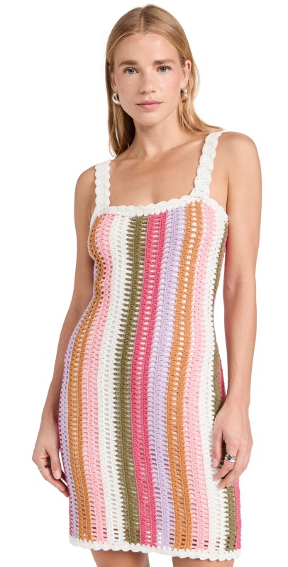 MINKPINK Lito Stripe Crochet Mini Dress Multi Stripe