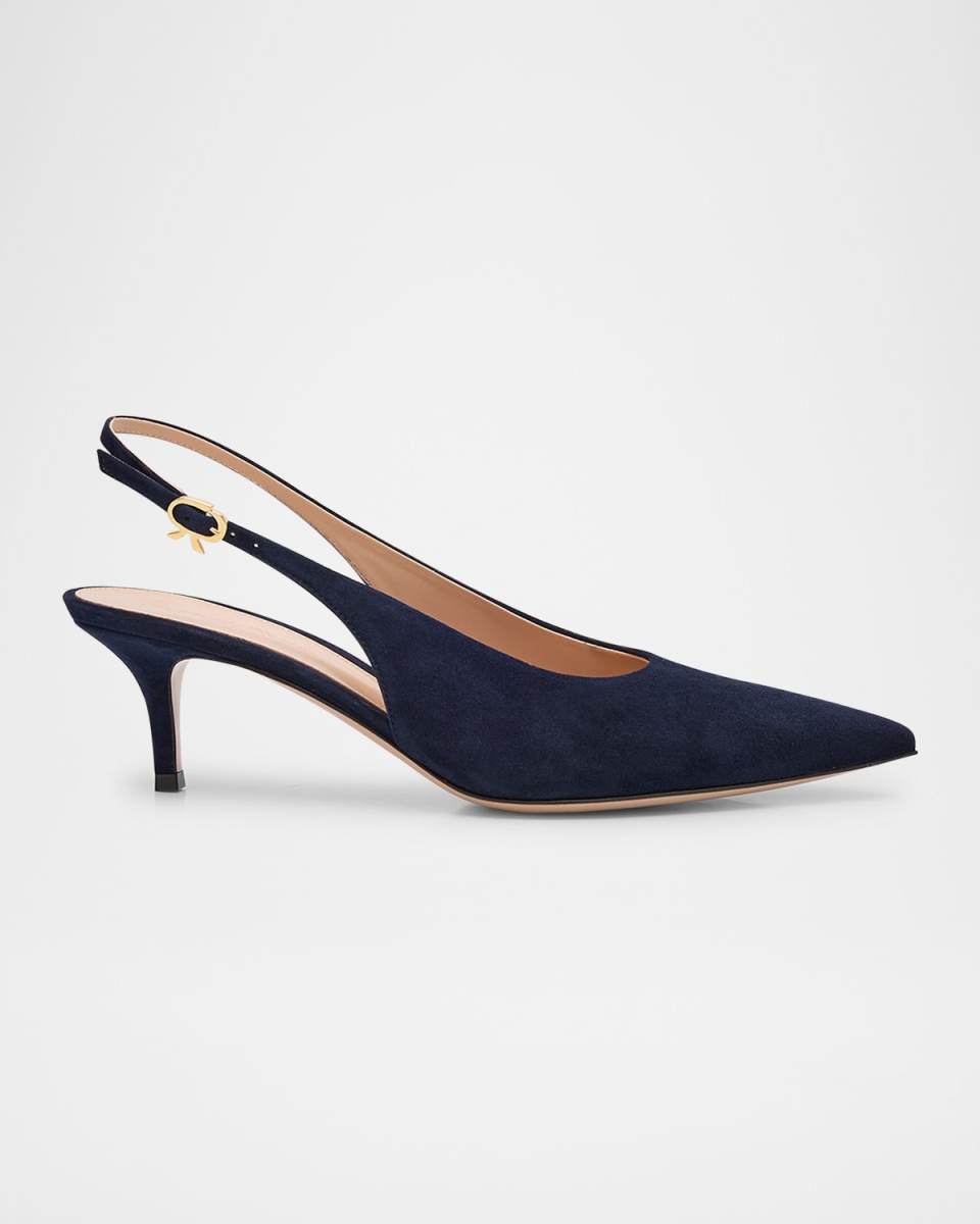 Suede Kitten Slingback Pumps