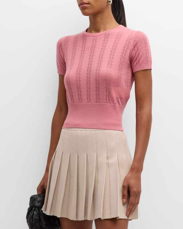 Boa Cropped Pointelle-Knit Top