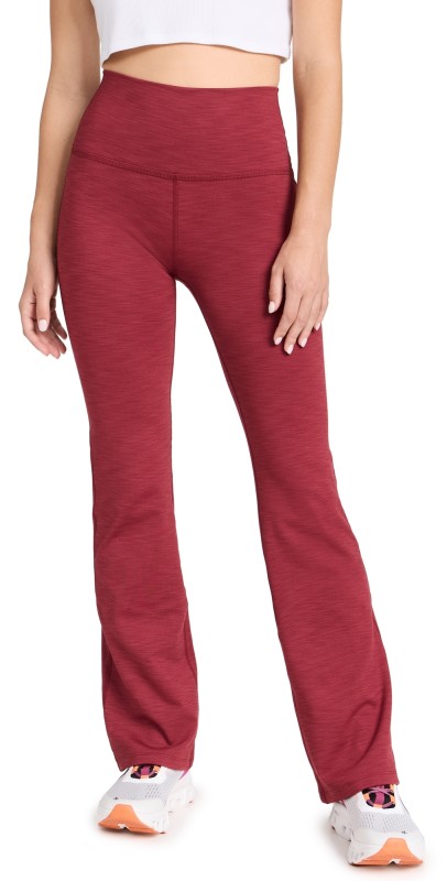 Beyond Yoga Heather Rib High Waisted Practice Pants Rosewood Heather Rib