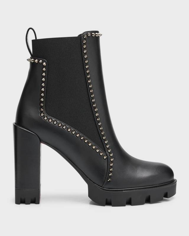 Spike Leather Chelsea Red Sole Booties