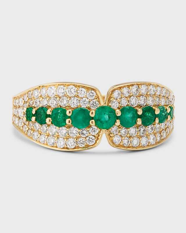 Albi Emerald and Diamond Pave Ring, Size 7