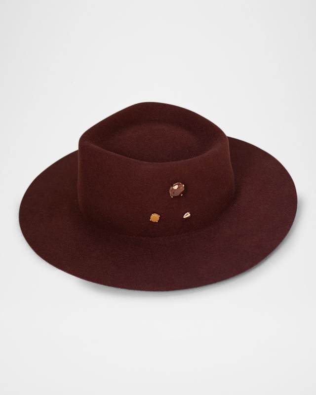 Georgina Embellished Wool Felt Fedora Hat