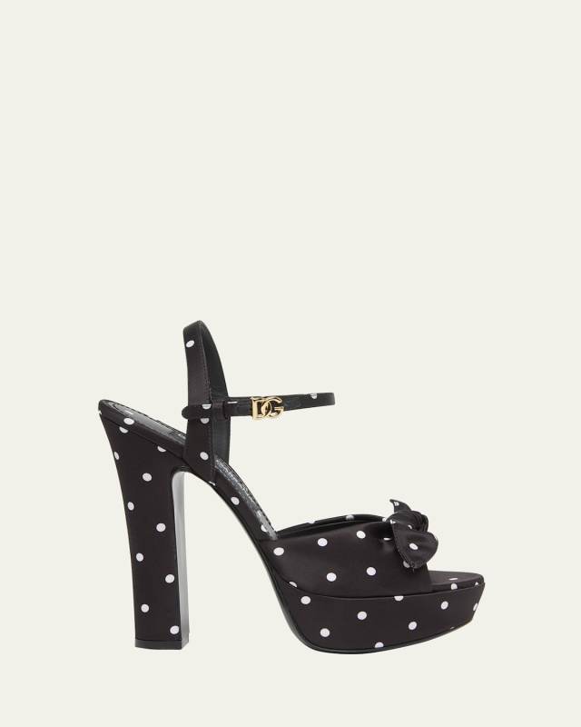 Keira Polka Dot Bow Platform Sandals