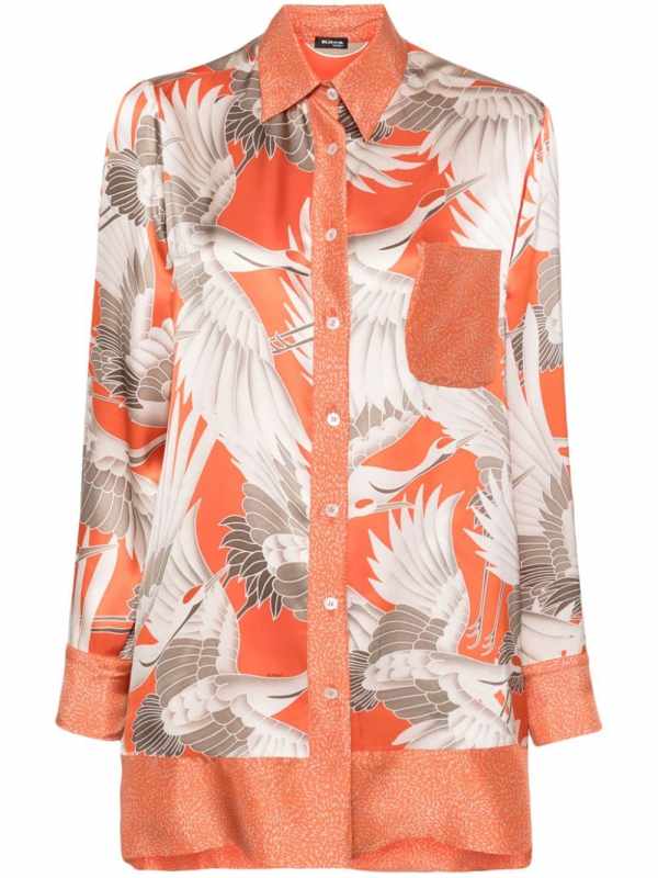 graphic-print silk blouse