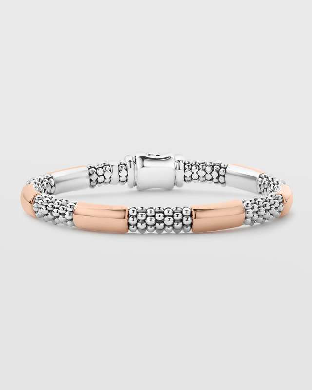High Bar Two-Tone Rose Gold Smooth 6-Station 6mm Bracelet