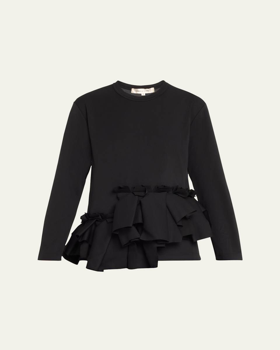 Long Sleeve Ruffle Trim Top