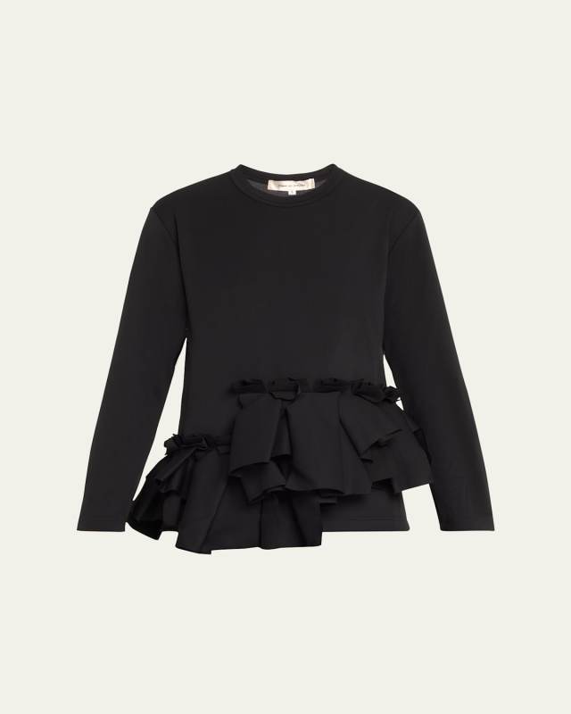 Long Sleeve Ruffle Trim Top