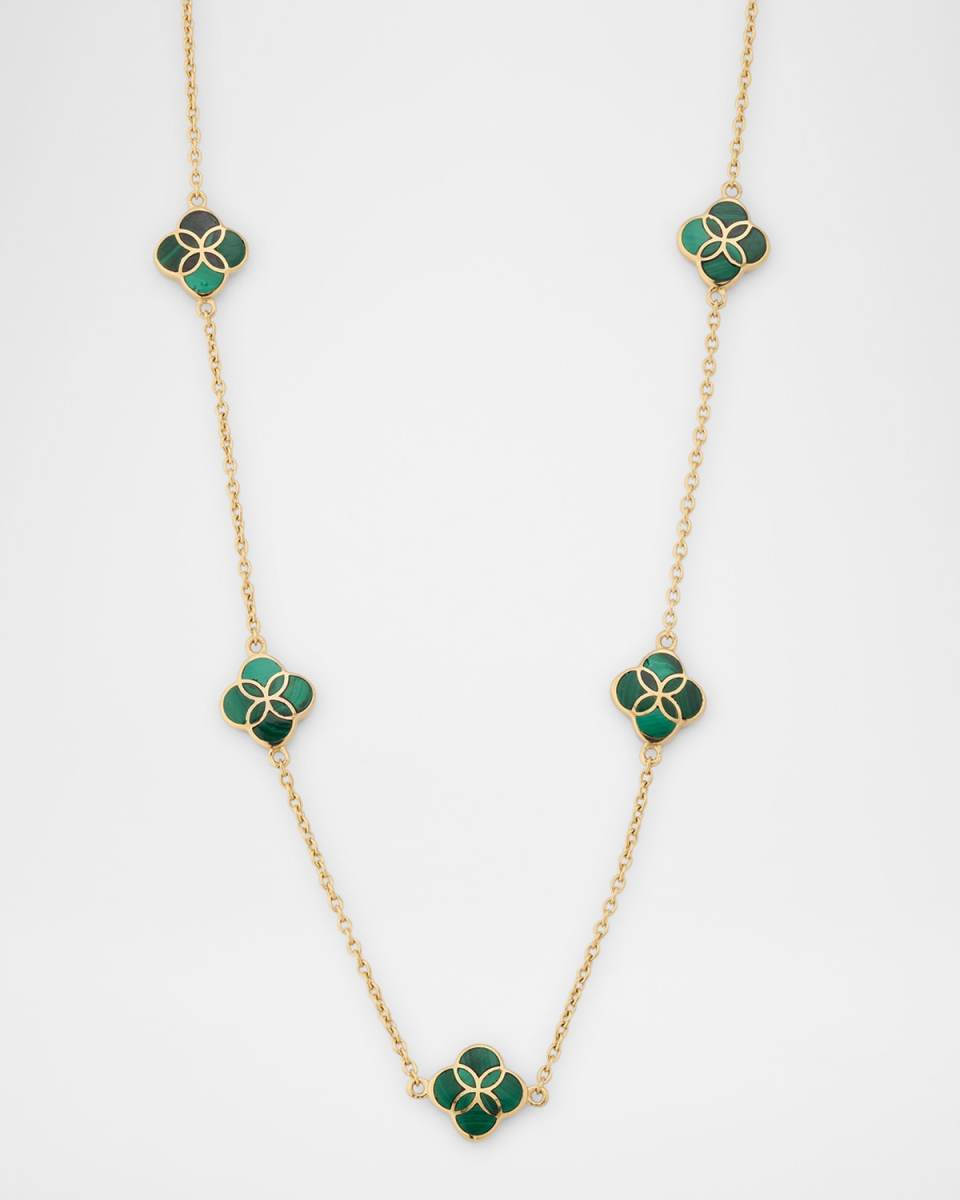 Five Petal Gemstone Station Necklace