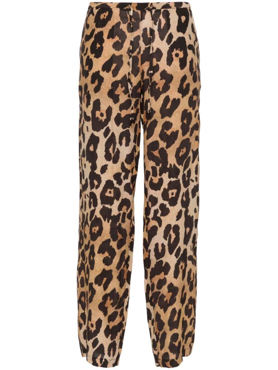 leopard-print straight-leg trousers