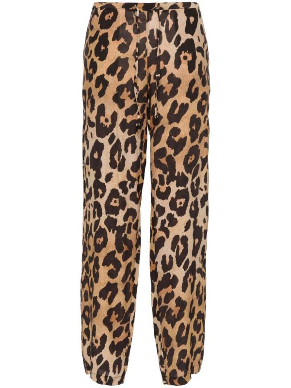leopard-print straight-leg trousers