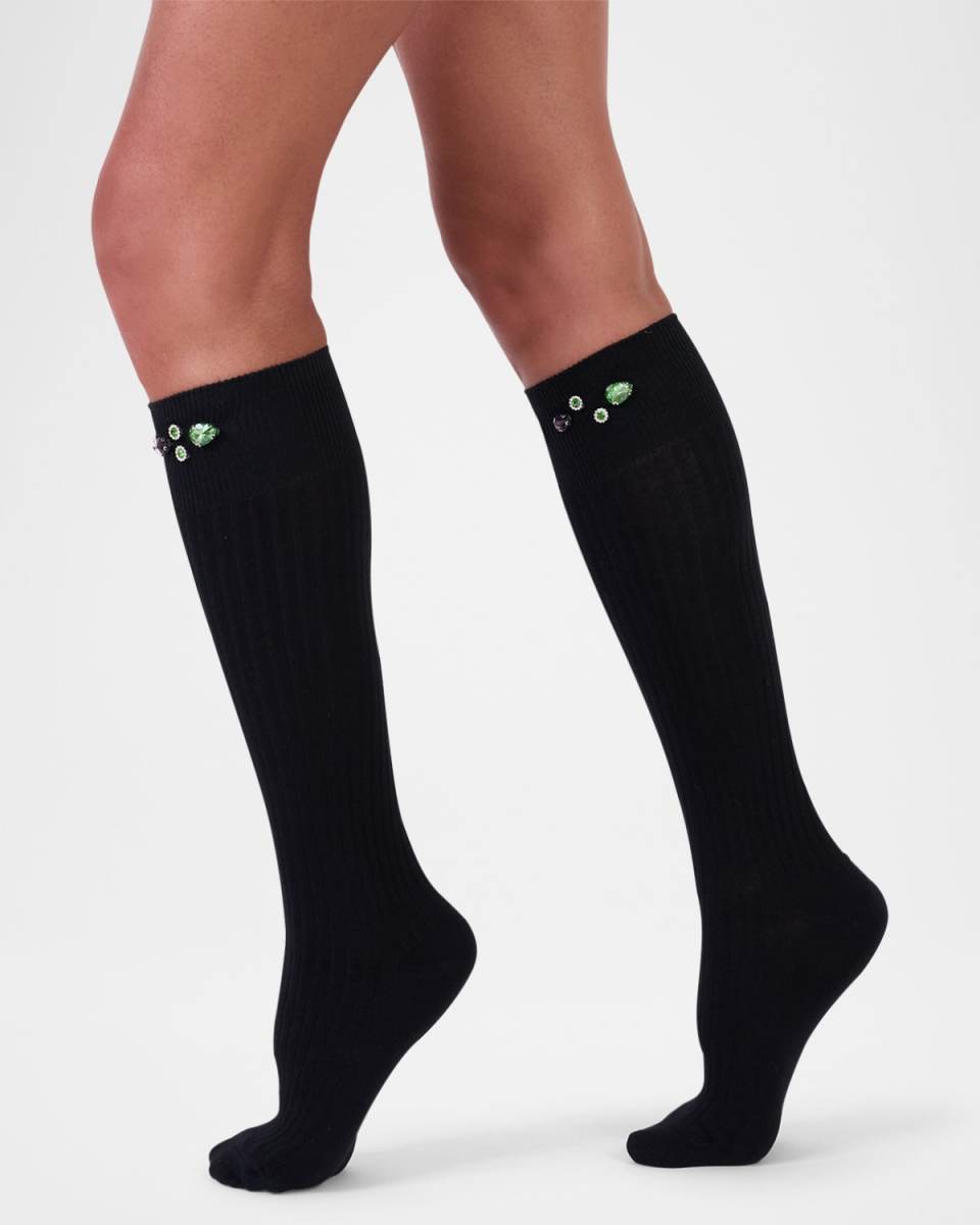 Crystal-Embellished Knee Socks