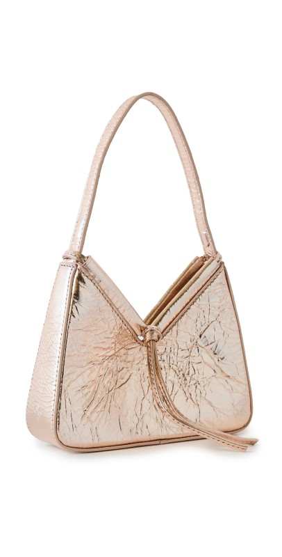 Reformation Mini Chiara Shoulder Bag Champagne Crinkle Patent