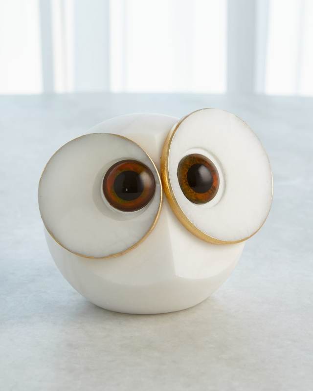 Alabaster Big Eyed Large Owl
