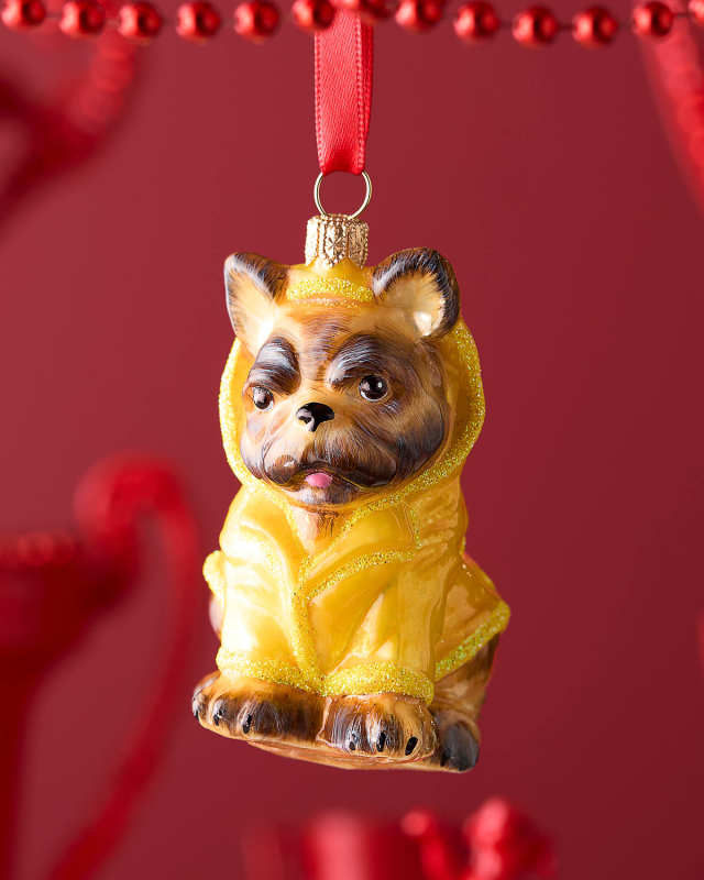 French Bulldog W/ Raincoat Christmas Ornament