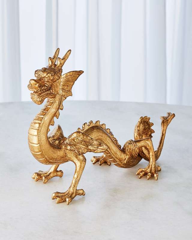 Standing Dragon Gold Leaf Sculpture