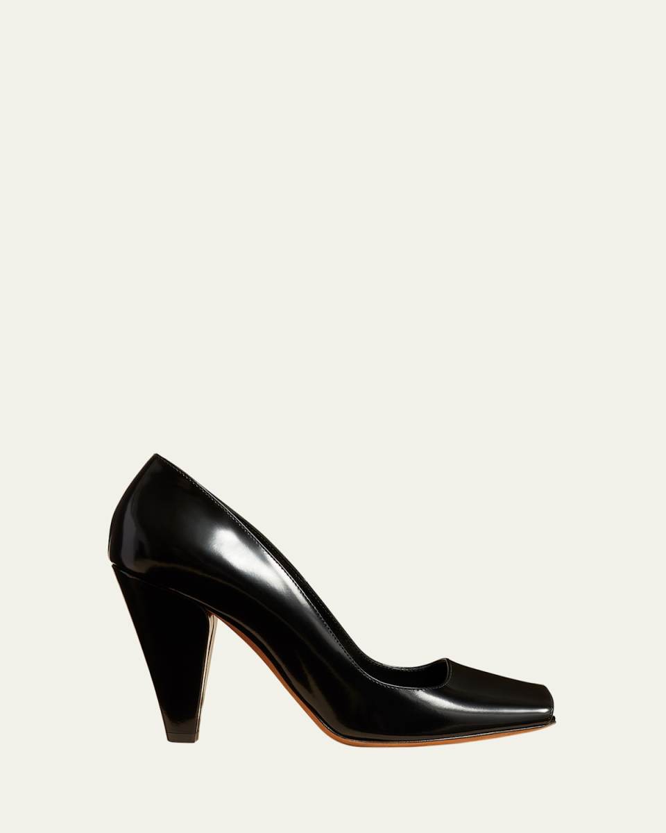 Cedar Leather Square-Toe Pumps