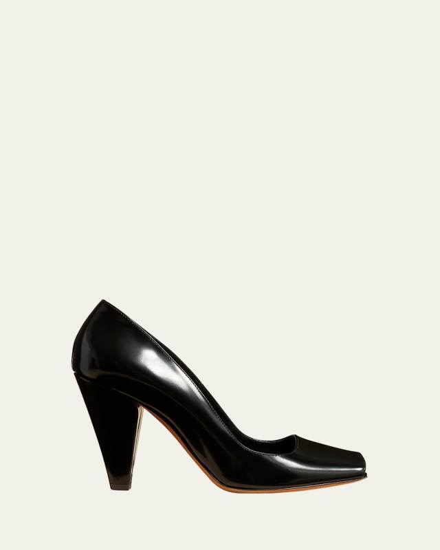 Cedar Leather Square-Toe Pumps