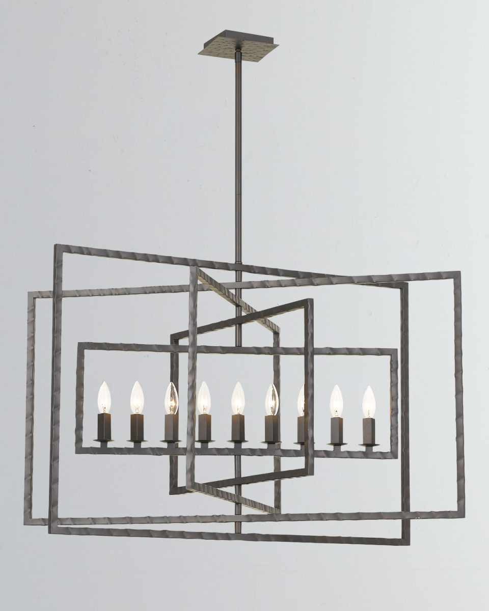 Capri 9-Light Raw Steel Chandelier