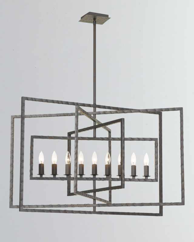 Capri 9-Light Raw Steel Chandelier