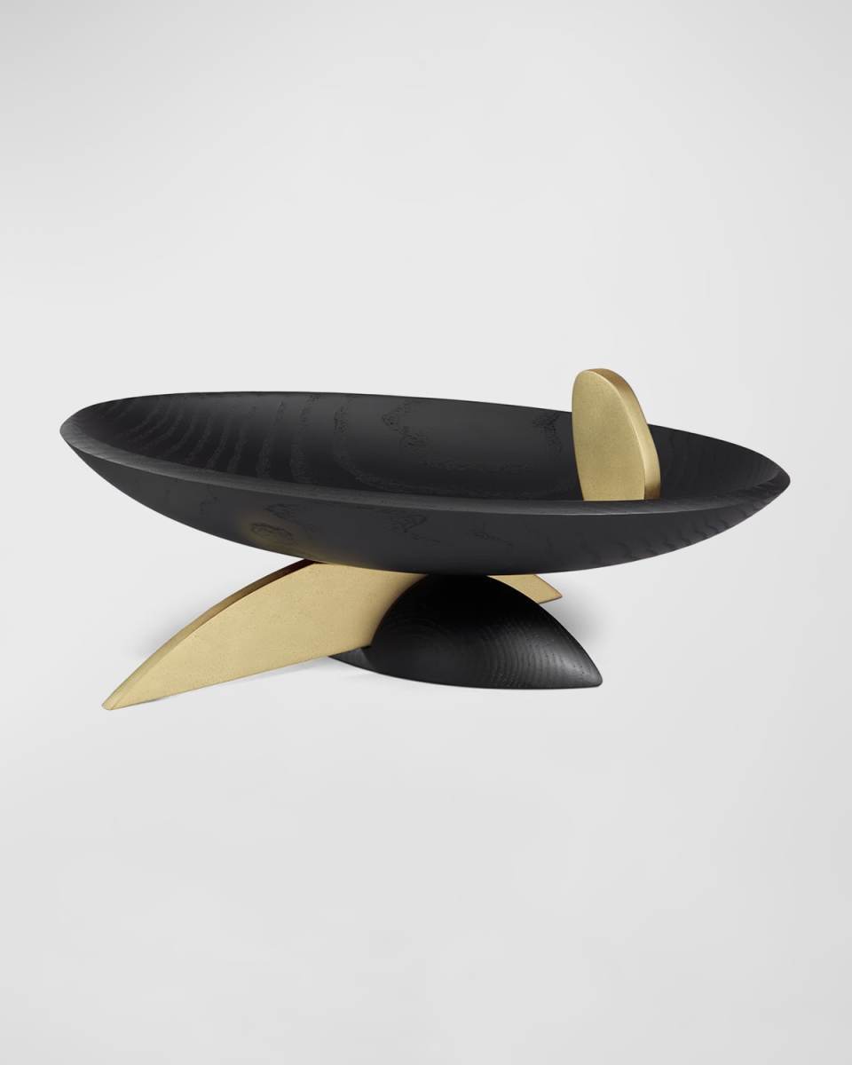 Kelly Behun Leaf Black Oak Bowl with Brass