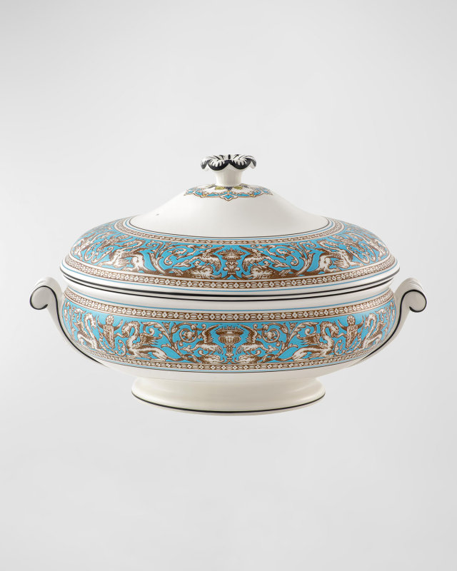 Florentine Turquoise Covered Vegetable Dish