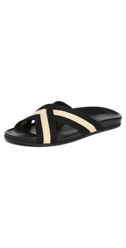 Jenni Kayne Cotton Crossover Sandals Black Stripe