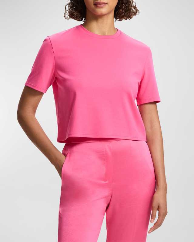Short-Sleeve Cropped Cotton T-Shirt