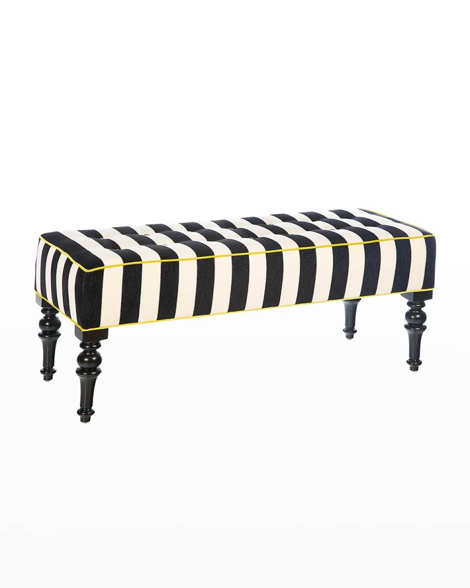 Chenille Black Stripe Marquee Bench