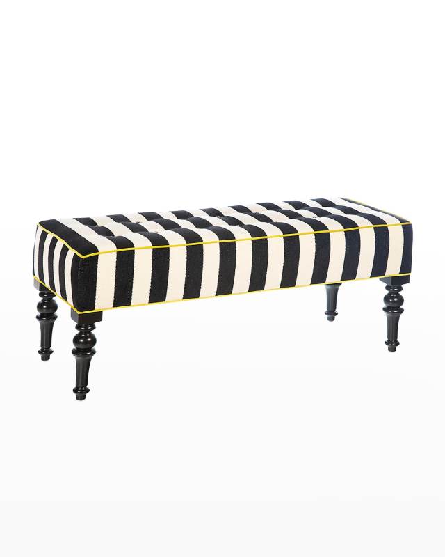 Chenille Black Stripe Marquee Bench