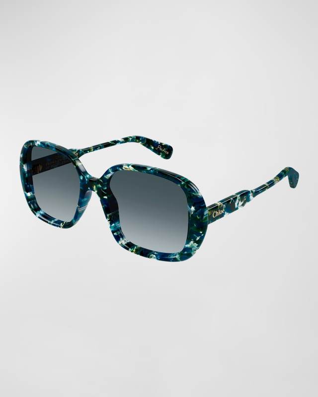 Patterned Acetate Square Sunglasses