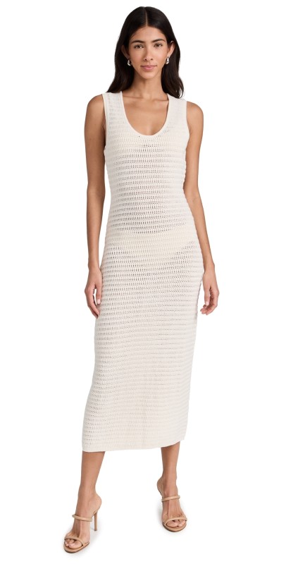 LE JEAN Crochet Midi Dress Sand