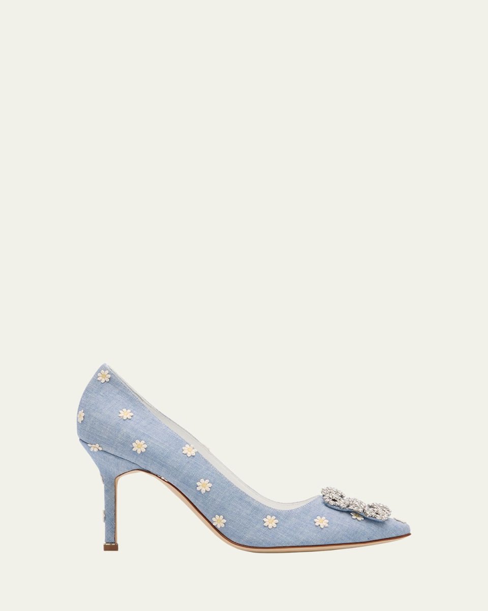Hangisi Floral Cotton Buckle Pumps
