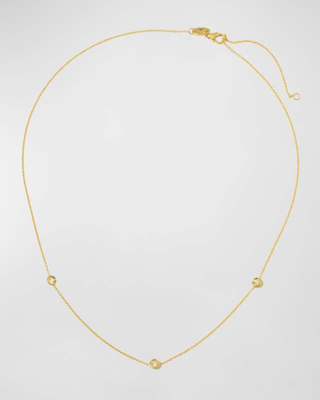 18k White & Yellow Gold 3-Diamond Necklace