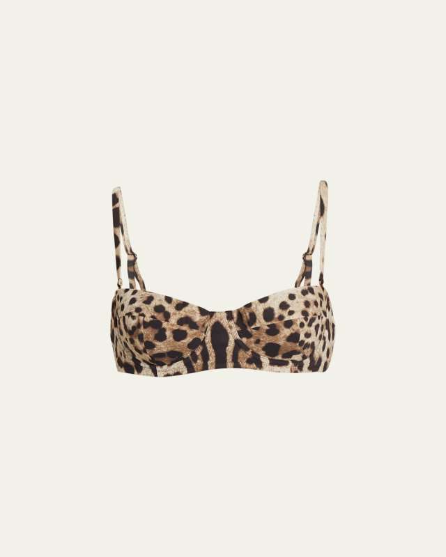 Leo Printed Balconette Bikini Top