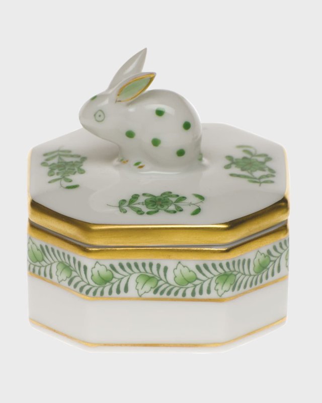 Chinese Bouquet Green Petite Octagonal Bunny Box